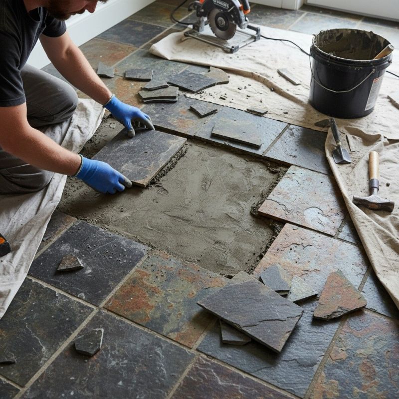 Local Slate Tile Floor Repair in Ashburn, VA